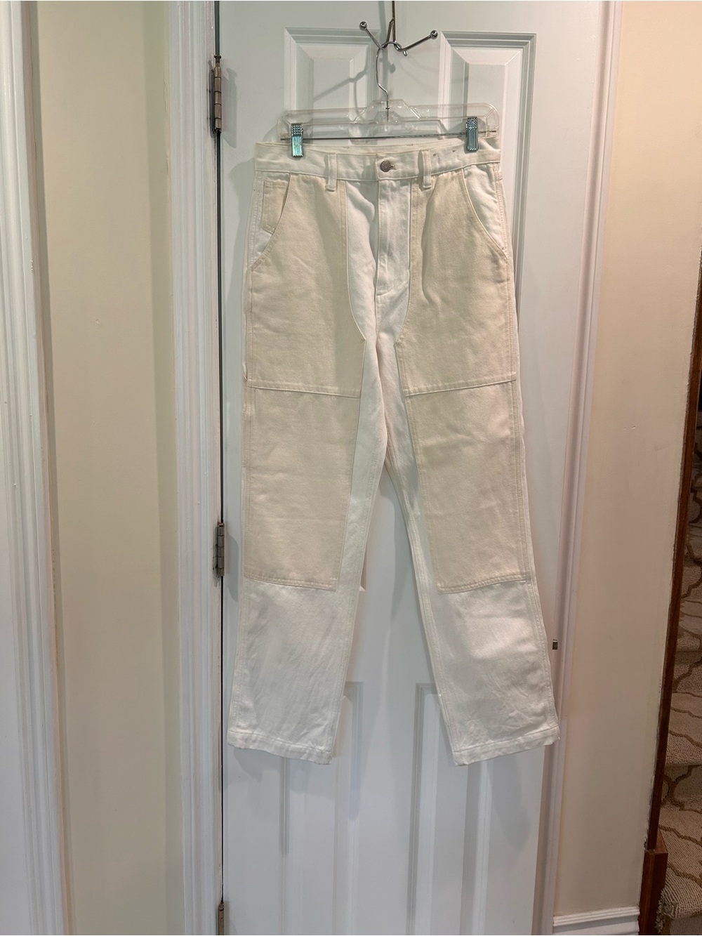 New Madewell Two Tone Perfect Vintage Straight Leg Jeans Cream Women’s 28 - Picture 4 of 8